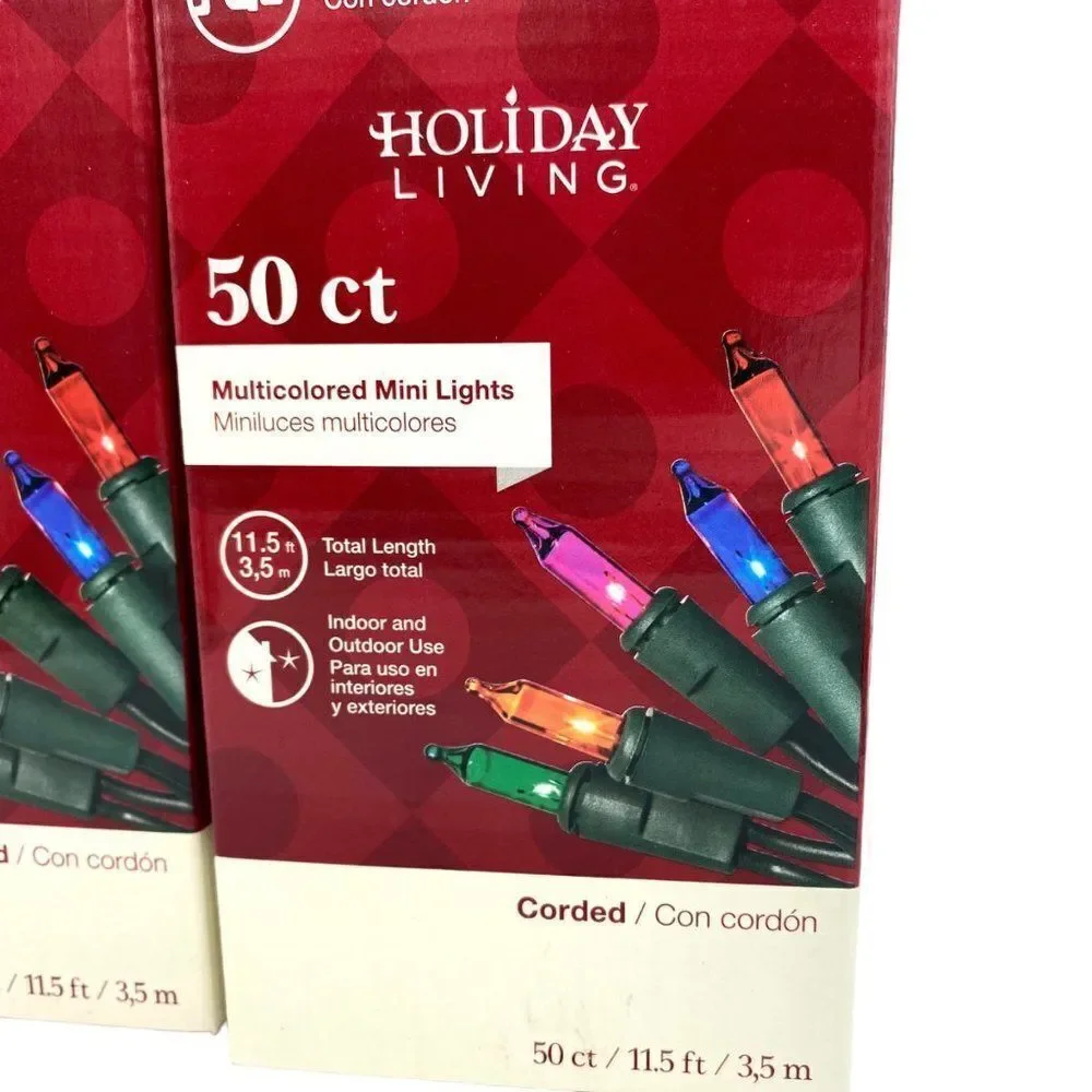 Holiday Living 50 Count Corded Christmas Multicolored Mini Lights New